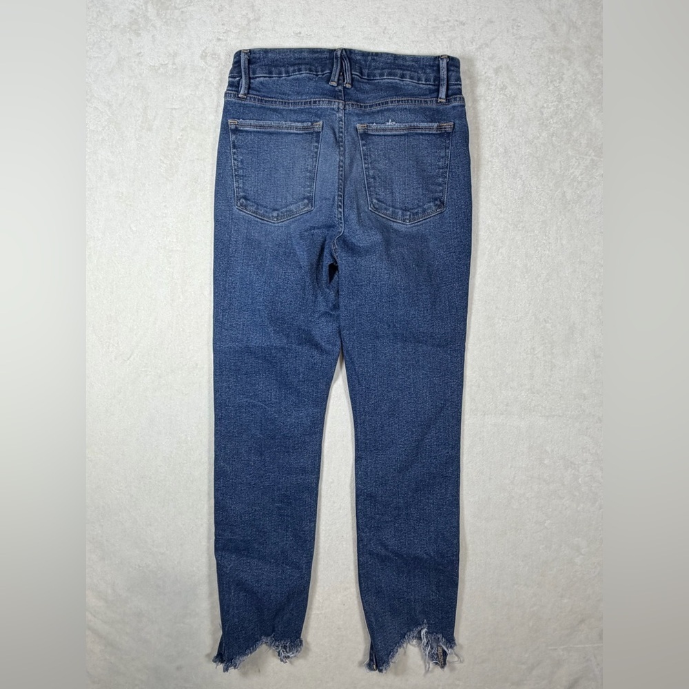 Good American Size 2 / 26 Distressed Hem Slim Dark Blue Ankle Jeans - Picture 7 of 10
